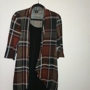 Enfocus Studio Woman Plaid Open Front 3/4 Sleeve Dress